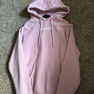 glossier, pink hoodie size small
